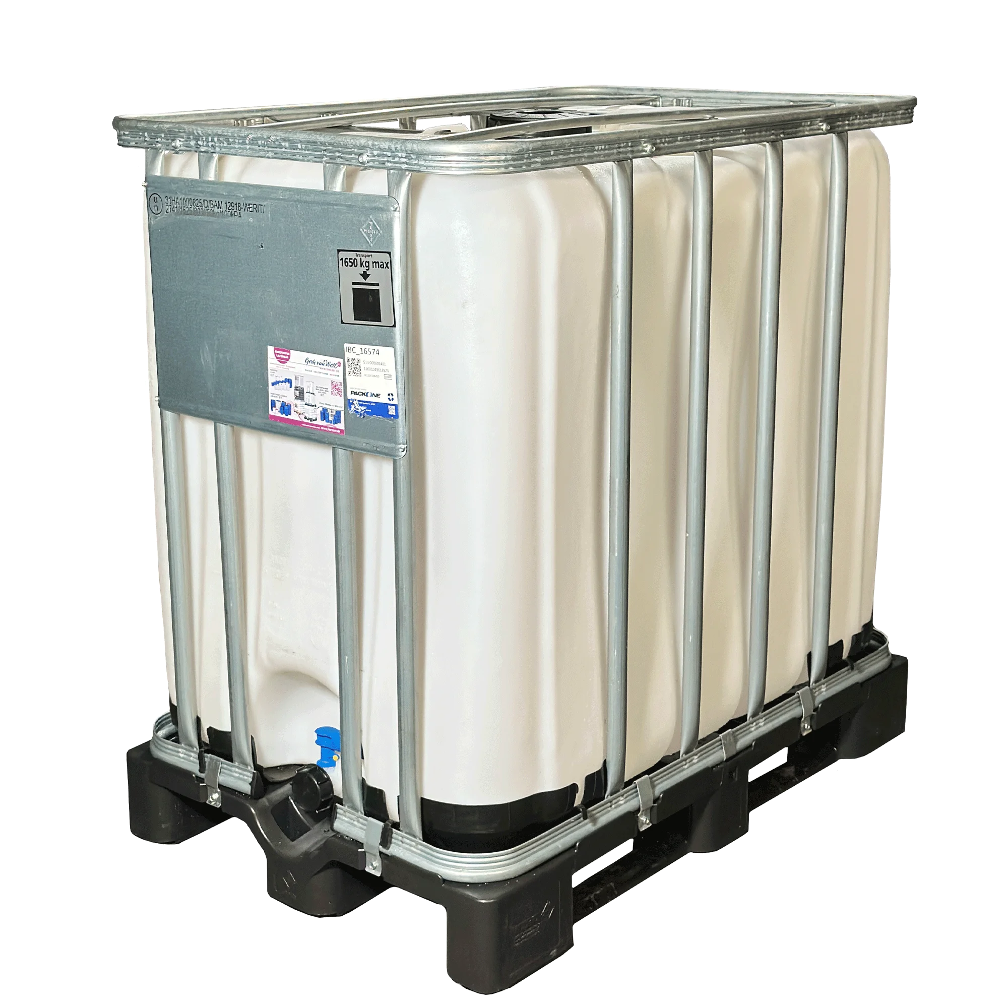 IBC-Container 800l neu mit kleinen Kratzern 150mm Deckel mit Gefahrgutzulassung und Lebensmittelzulassung (Werit)   IBC-Container 800l neu (Bruchstelle an der Kunststoffpalette) 150mm Deckel mit Gefahrgutzulassung und Lebensmittelzulassung (Werit)