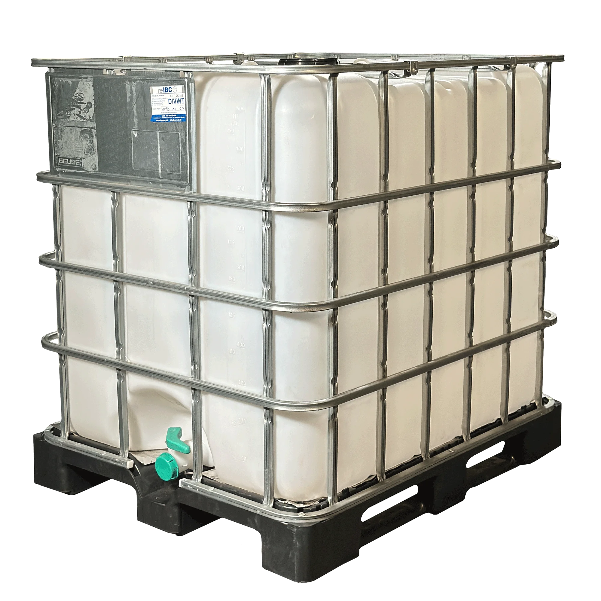 IBC-Container 1000l gereinigt 1.Wahl aus der Lebensmittelindustrie auf Kunststoffpalette 150mm Deckel IBC-Container 1000l gereinigt 1.Wahl aus der Lebensmittelindustrie auf Kunststoffpalette 150mm Deckel