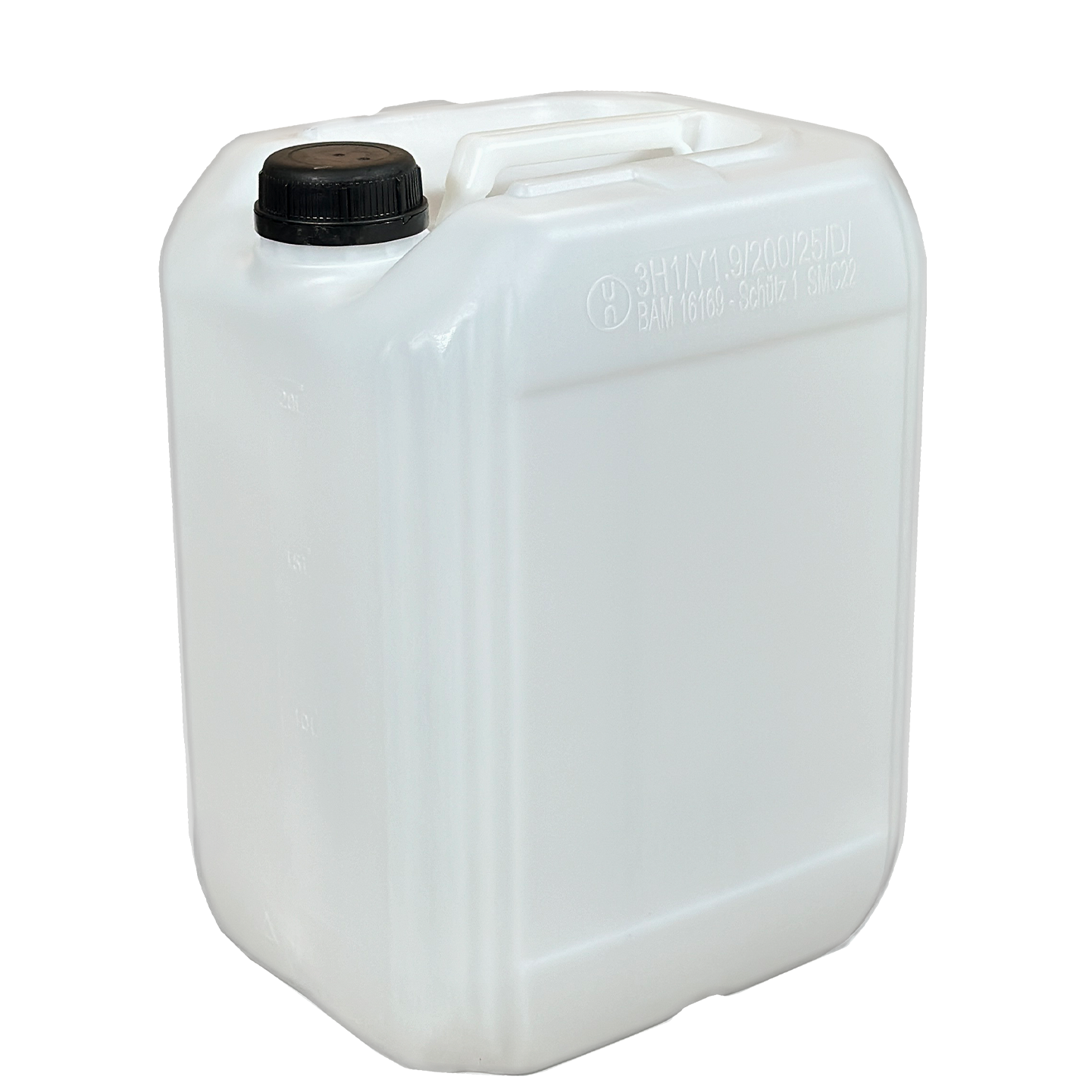 Kanister 20l natur 850g. 60er Öffnung mit UN-Y-Gefahrgut- und Lebensmittelzulassung und Literskala ohne Verschluss