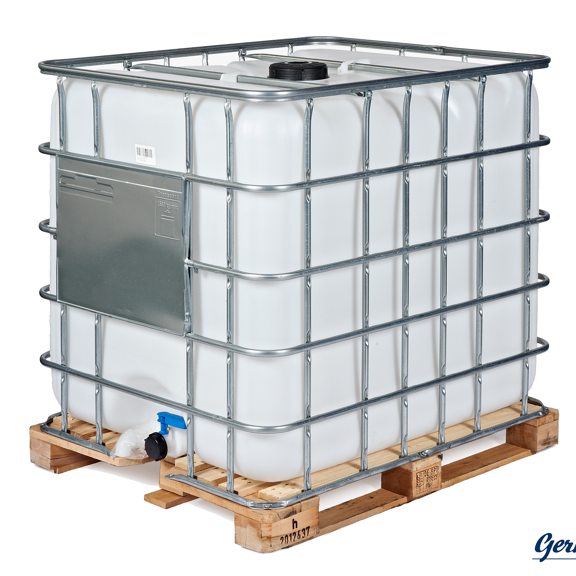 IBC Container 1000l mit neuem Innenbehälter auf Holzpalette mit Lebensmittelzulassung