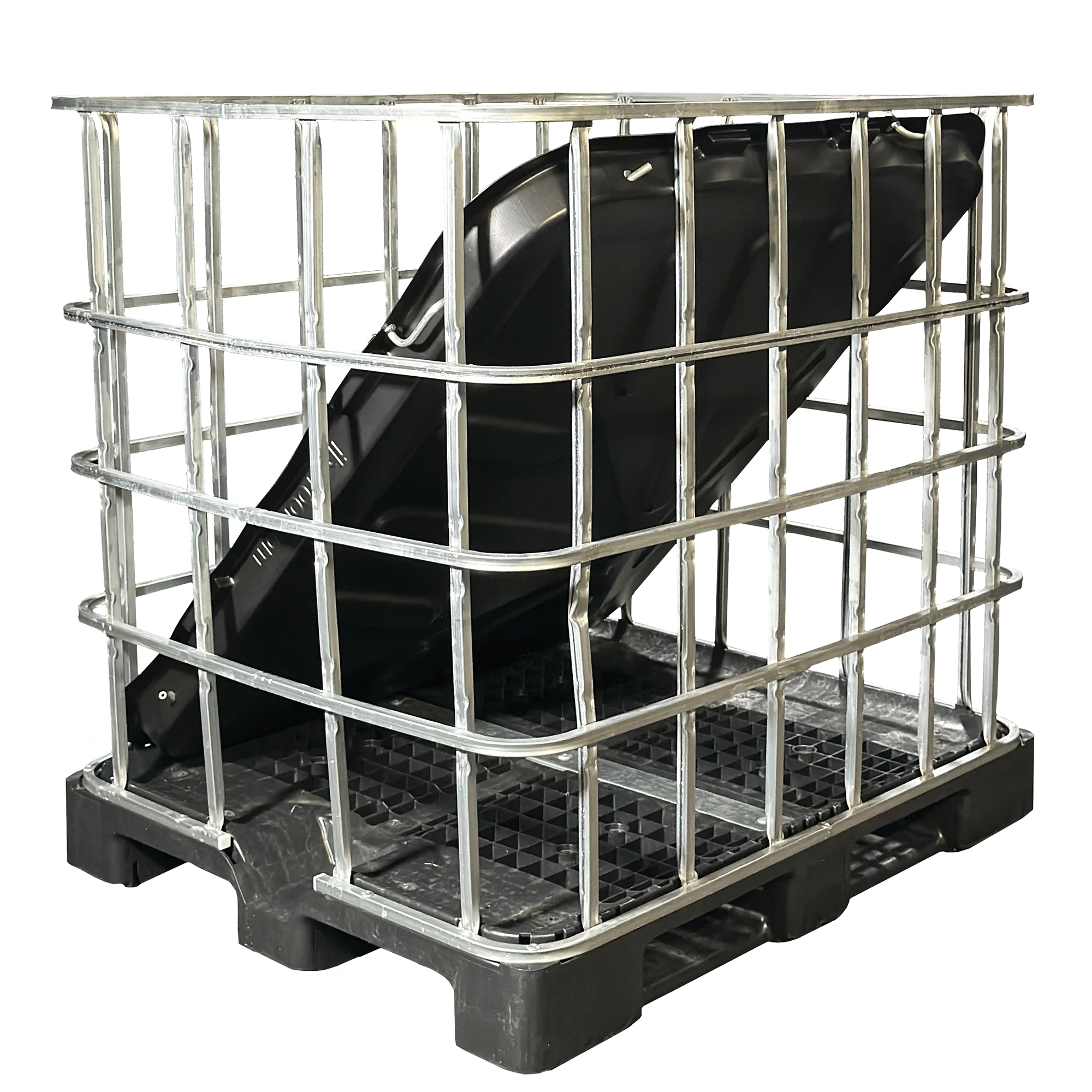 IBC-Gitterbox auf Kunststoffpalette inklusive IBC-Abdeckung/IBC-Roof mit 4x Metallverriegelungen