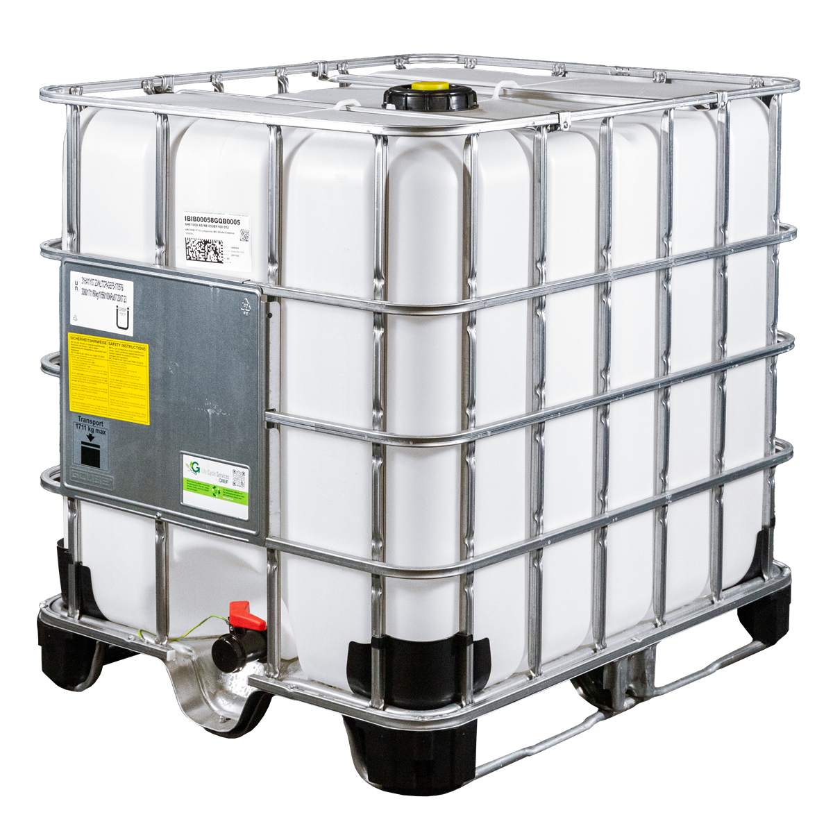 IBC-Container 1000l Ex-Geschützt neu auf Kunststoffpalette 150mm Deckel mit Gefahrgutzulassung und D17-Entgasung