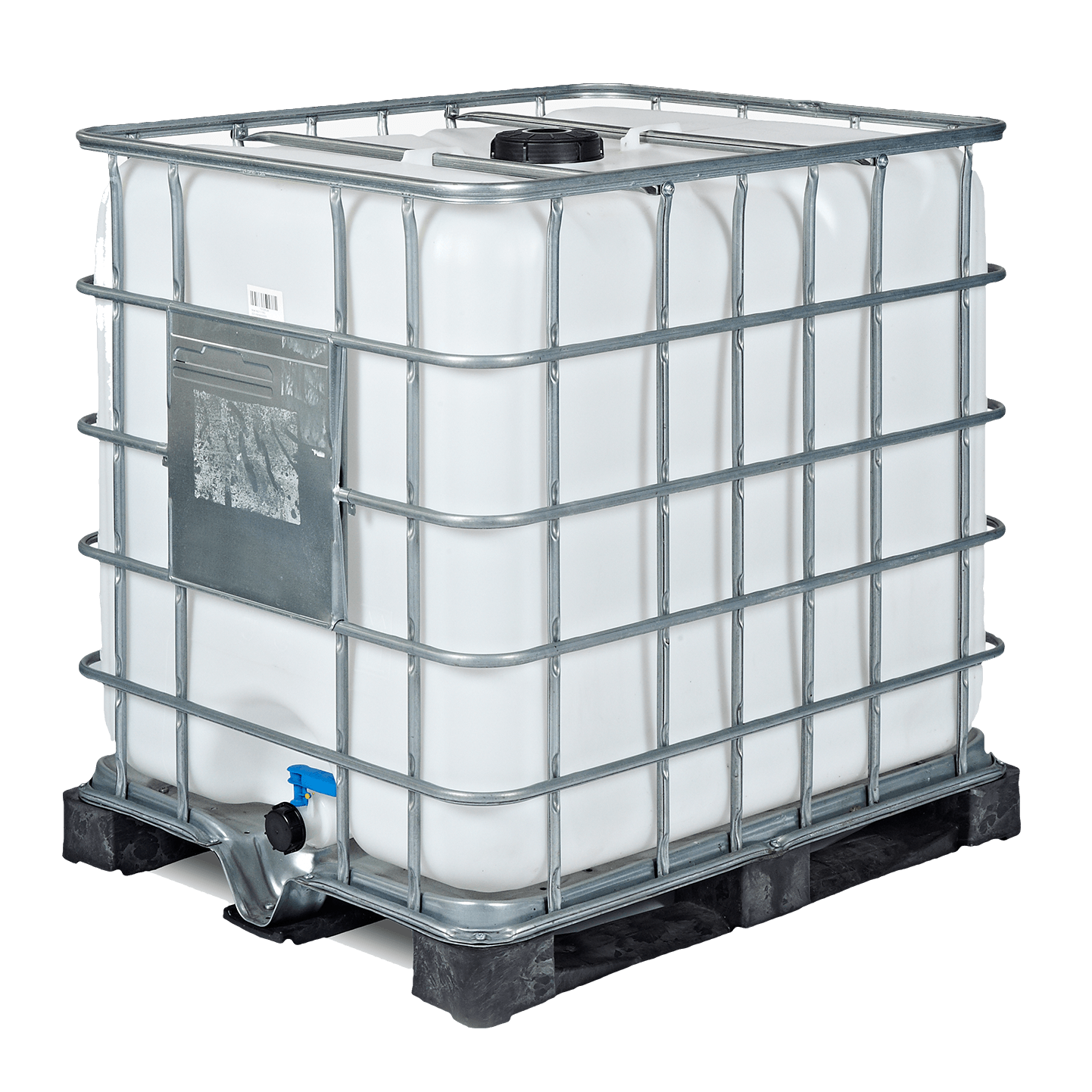IBC-Container 1000l mit neuem Innenbehälter auf Kunststoffpalette 150mm Deckel mit Lebensmittelzulassung