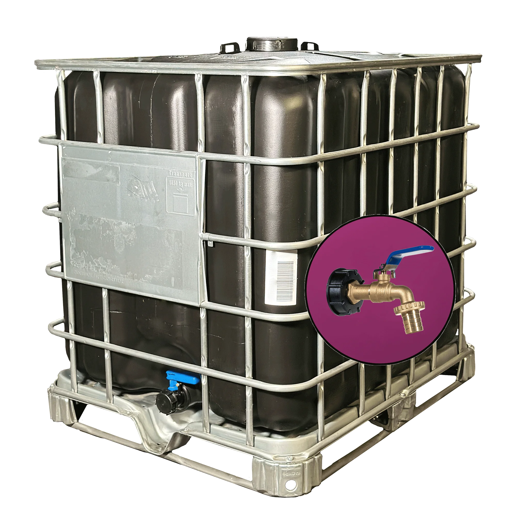 Wassertank 1000l mit schwarzem UV-geschütztem, neuem Innenbehälter auf Stahlpalette 150mm, inkl. 1-Zoll-Wasserhahn und Lebensmittelzulassung Wassertank 1000l mit schwarzem UV-geschütztem, neuem Innenbehälter auf Stahlpalette 150mm, inkl. 1-Zoll-Wasserhahn und Lebensmittelzulassung