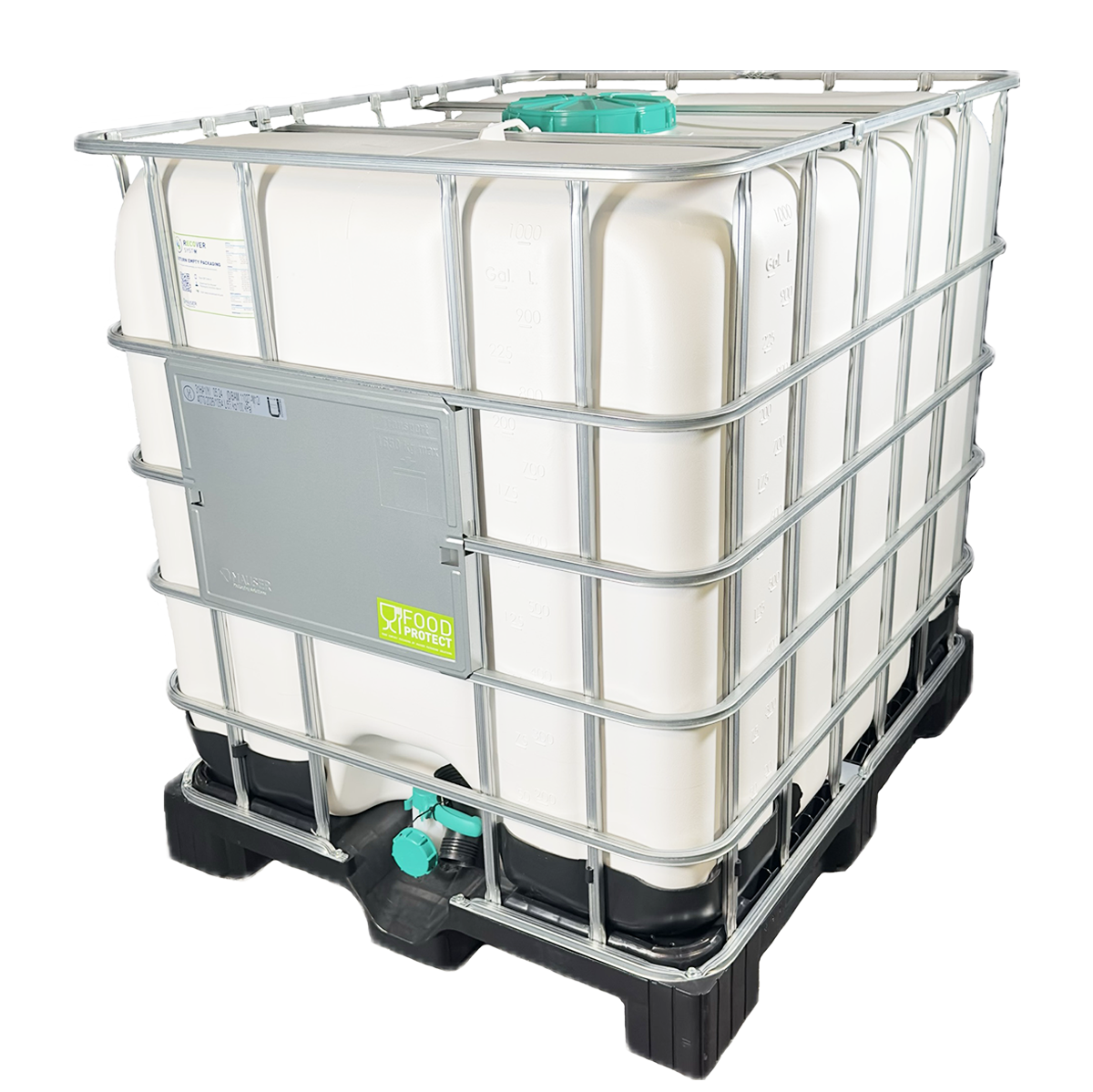 IBC-Container 1000l neu weiß UV-Geschützt auf Kunststoffpalette 225mm Deckel mit Gefahrgutzulassung und Lebensmittelzulassung