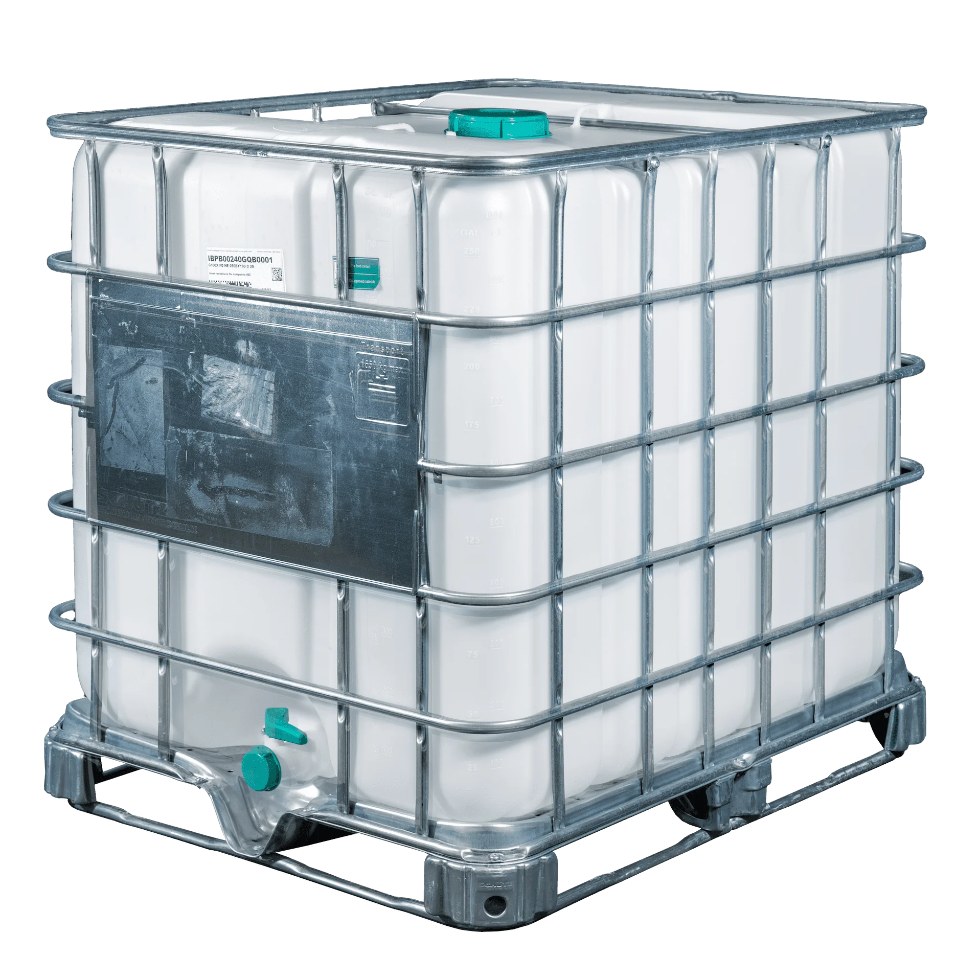IBC-Container 1000l mit neuem Innenbehälter auf Stahlrahmenpalette 150mm Deckel mit Lebensmittelzulassung