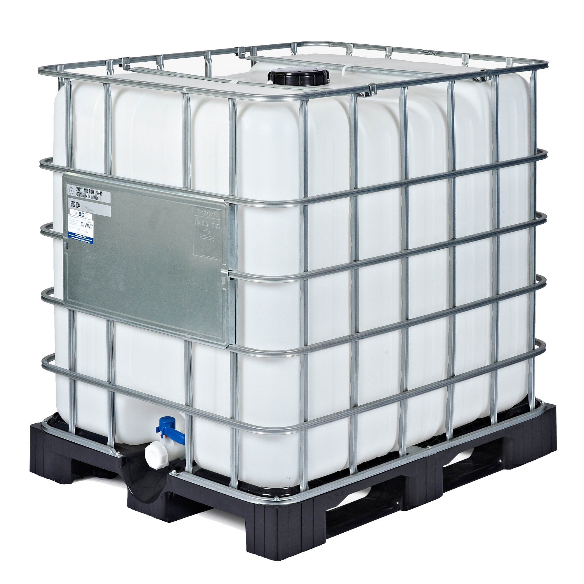 IBC-Container 1000l gereinigt auf Kunststoffpalette 150mm Deckel