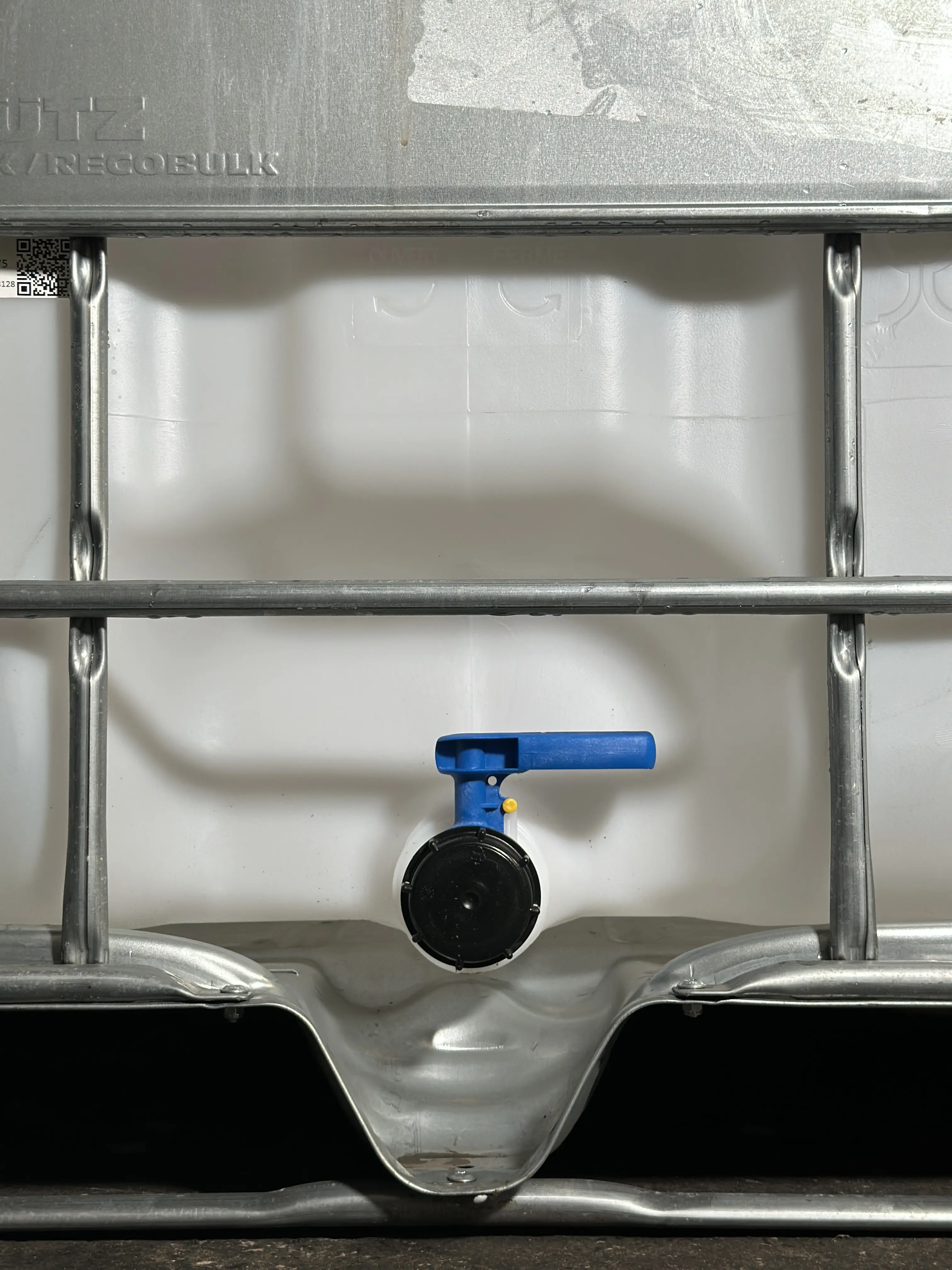 IBC-Container 1000l mit neuem Innenbehälter auf Stahlrahmenpalette 225mm Deckel mit Lebensmittelzulassung und 2-Zoll-Auslauf