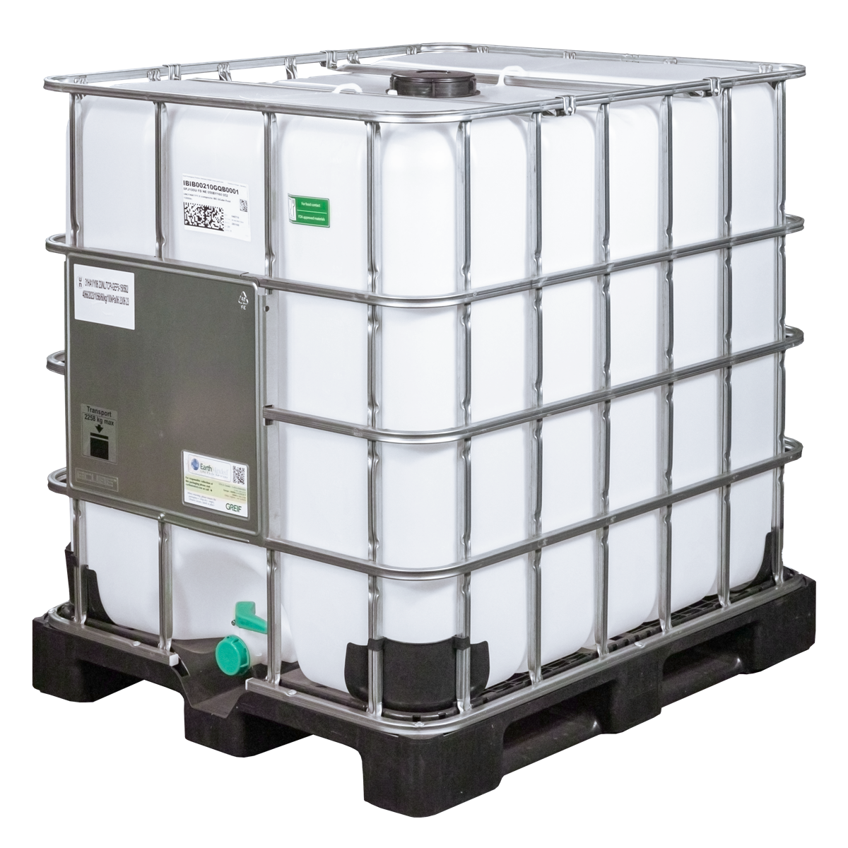 IBC-Container 1000l neu auf Kunststoffpalette 150mm Deckel mit Lebensmittelzulassung und Gefahrgutzulassung