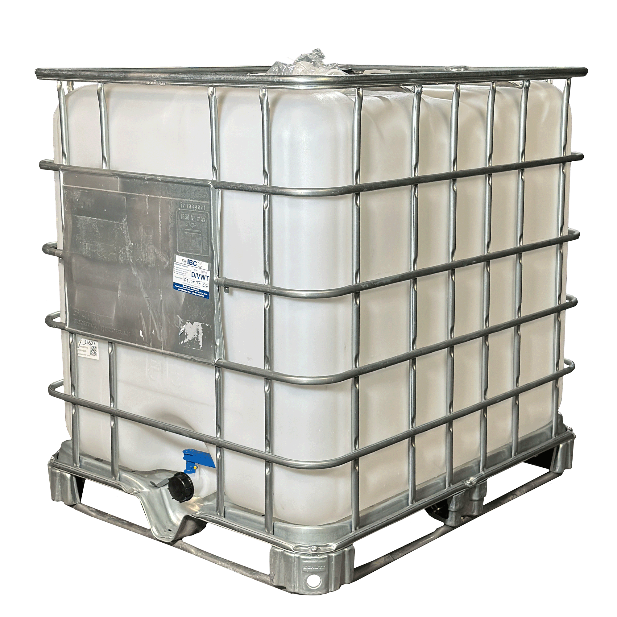 IBC-Container 1000l gereinigt auf Stahlrahmenpalette 150mm Deckel ohne UN-Gefahrgutzulassung
