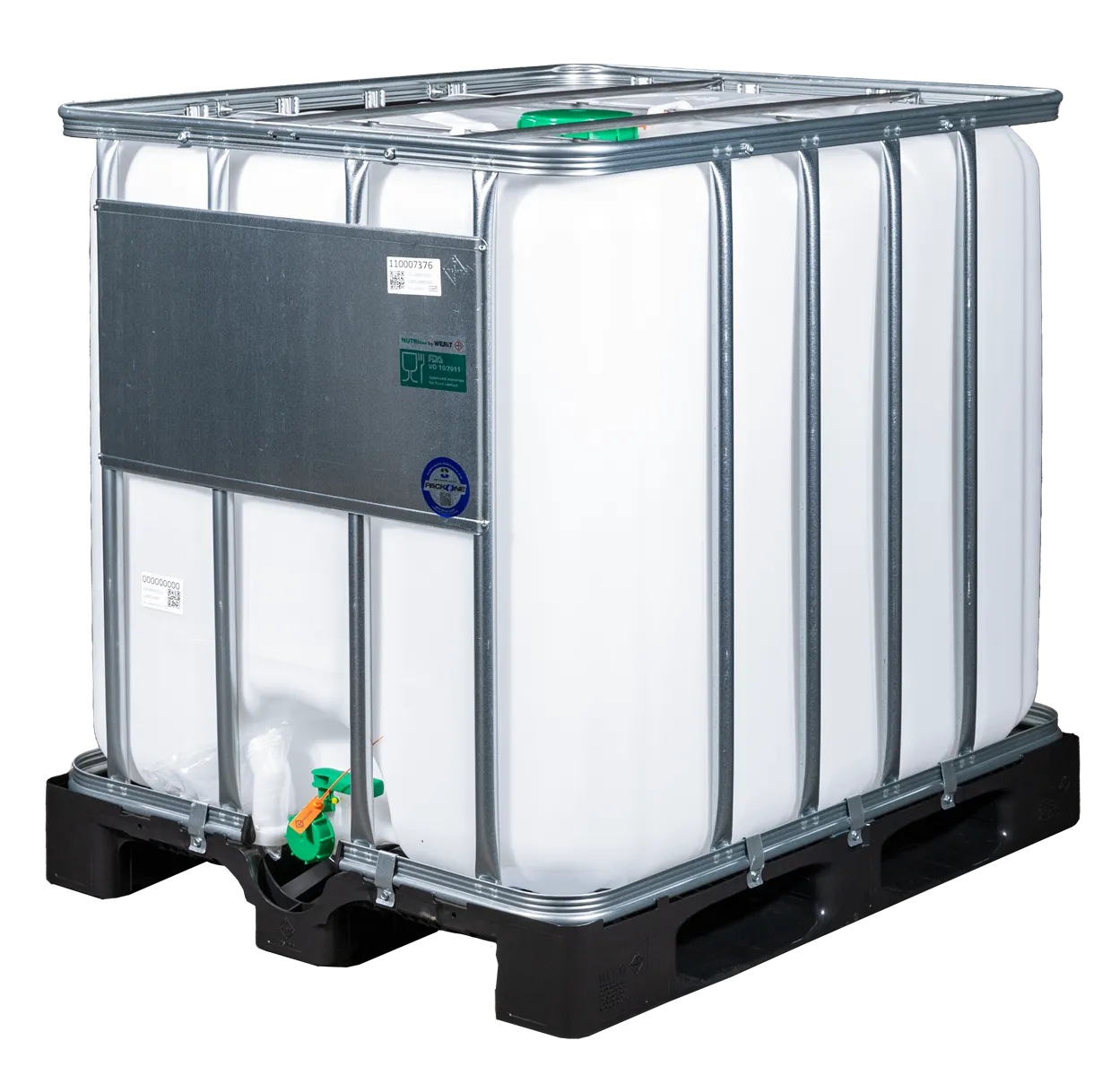 IBC-Container 1000l neu auf Kunststoffpalette 150mm Deckel mit Lebensmittelzulassung