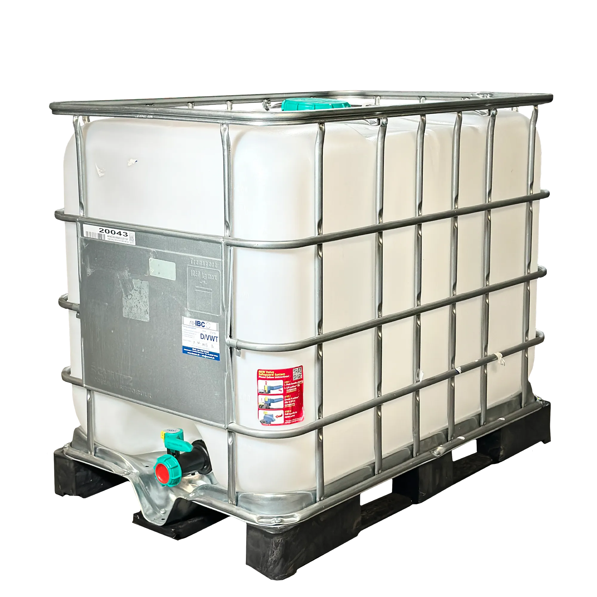 IBC-Container 600l gereinigt aus der Lebensmittelindustrie auf Kunststoffpalette 150 mm Deckel  1. Wahl