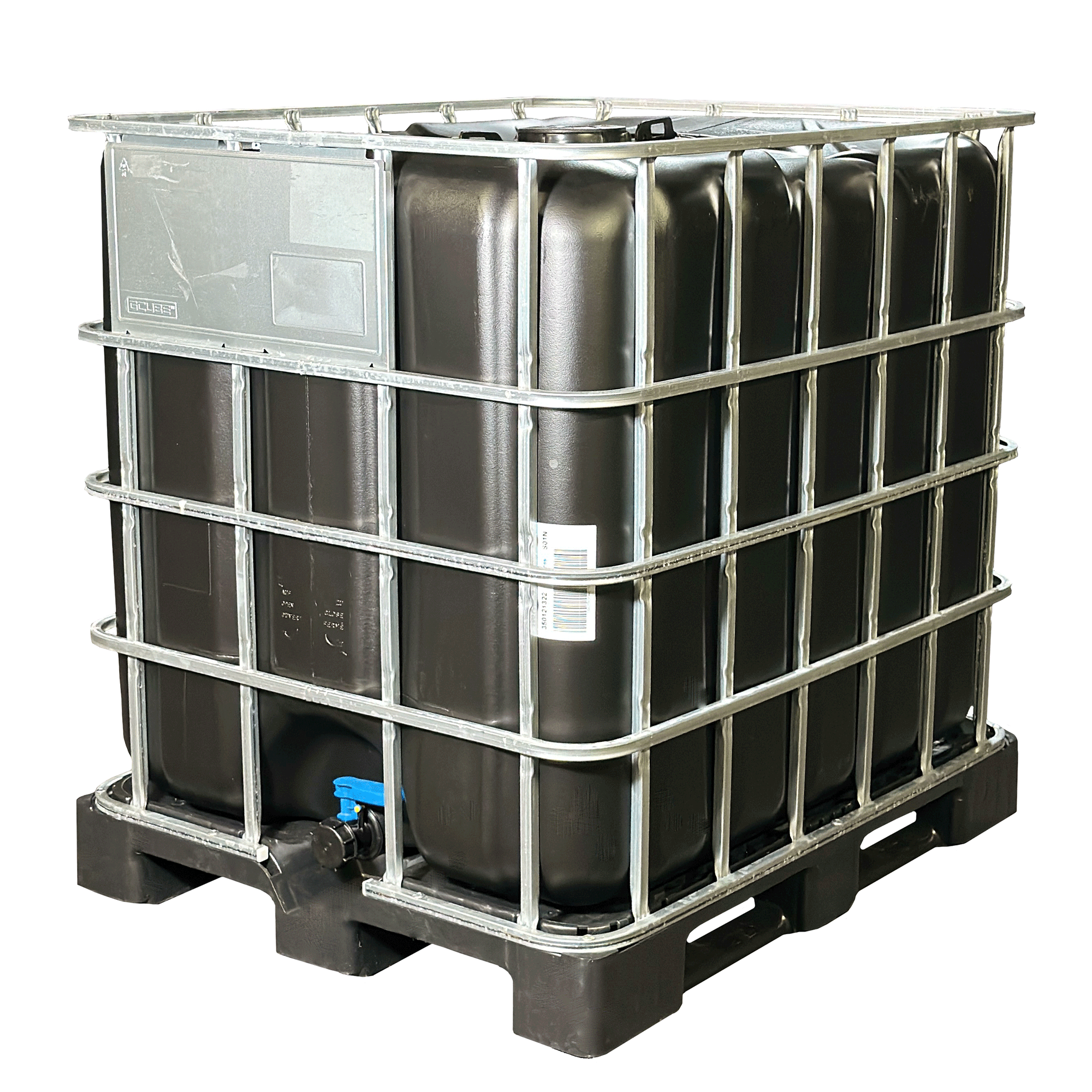 IBC-Container 1000l mit schwarzem UV-geschütztem, neuem Innenbehälter auf Kunststoffpalette 150mm Deckel mit Lebensmittelzulassung