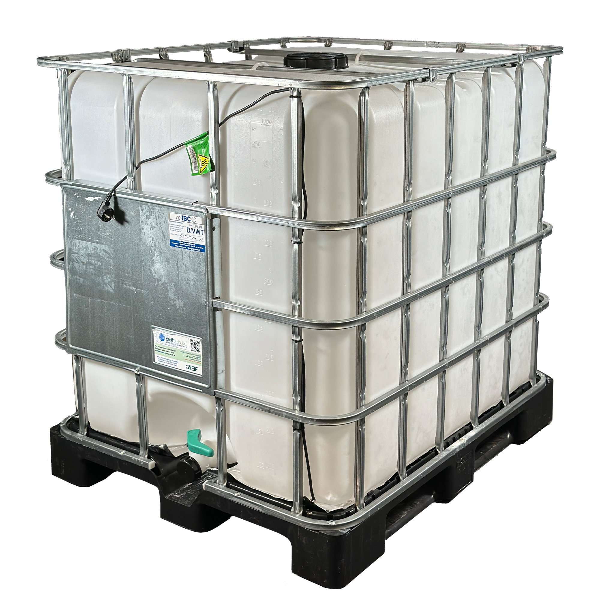 IBC-Container 1000l gereinigt auf Kunststoffpalette 150mm Deckel mit Heizmatte(unter dem Container) (Benutzung ohne Gewähr)