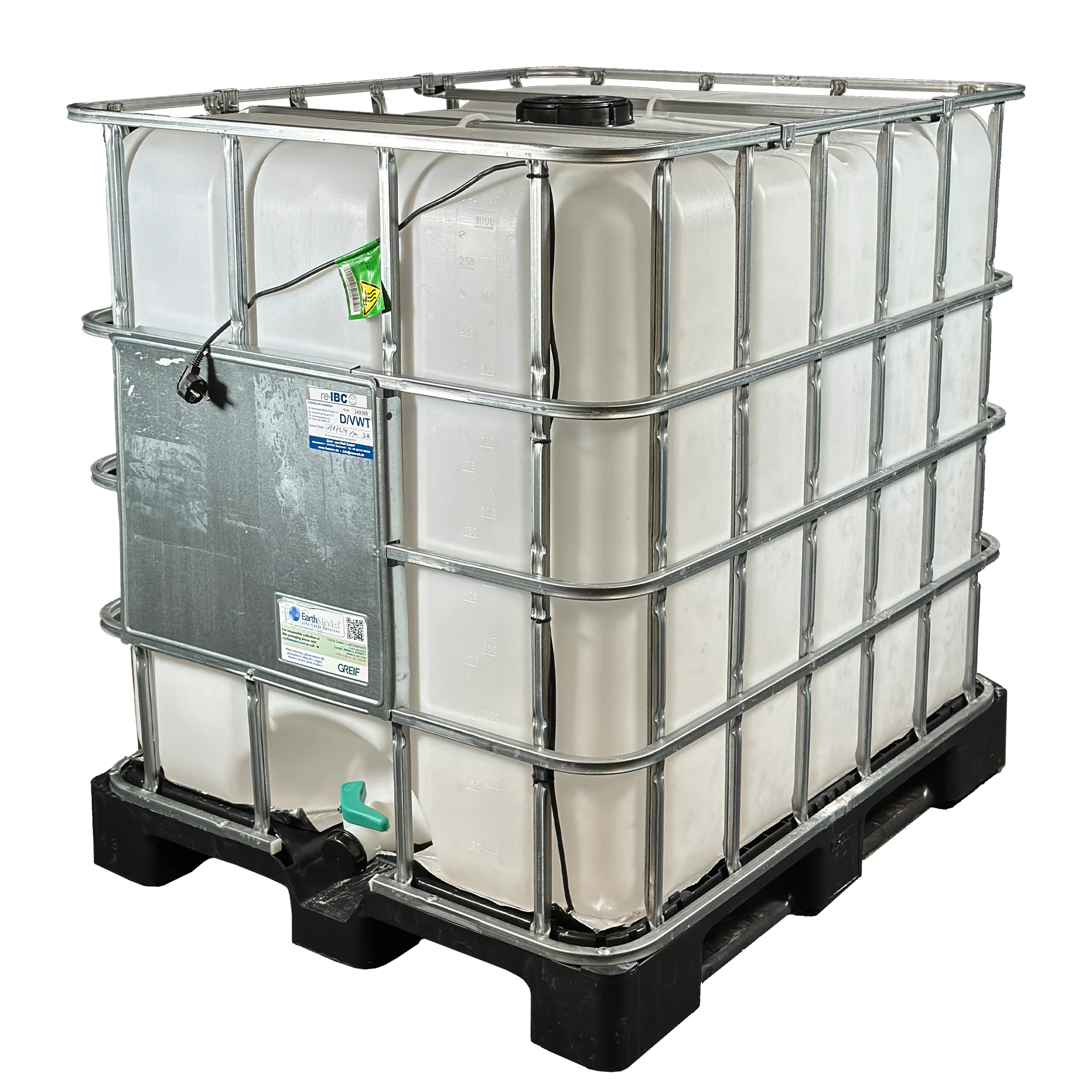 IBC-Container 1000l gereinigt auf Kunststoffpalette 150mm Deckel mit Heizmatte(unter dem Container) (Benutzung ohne Gewähr)
