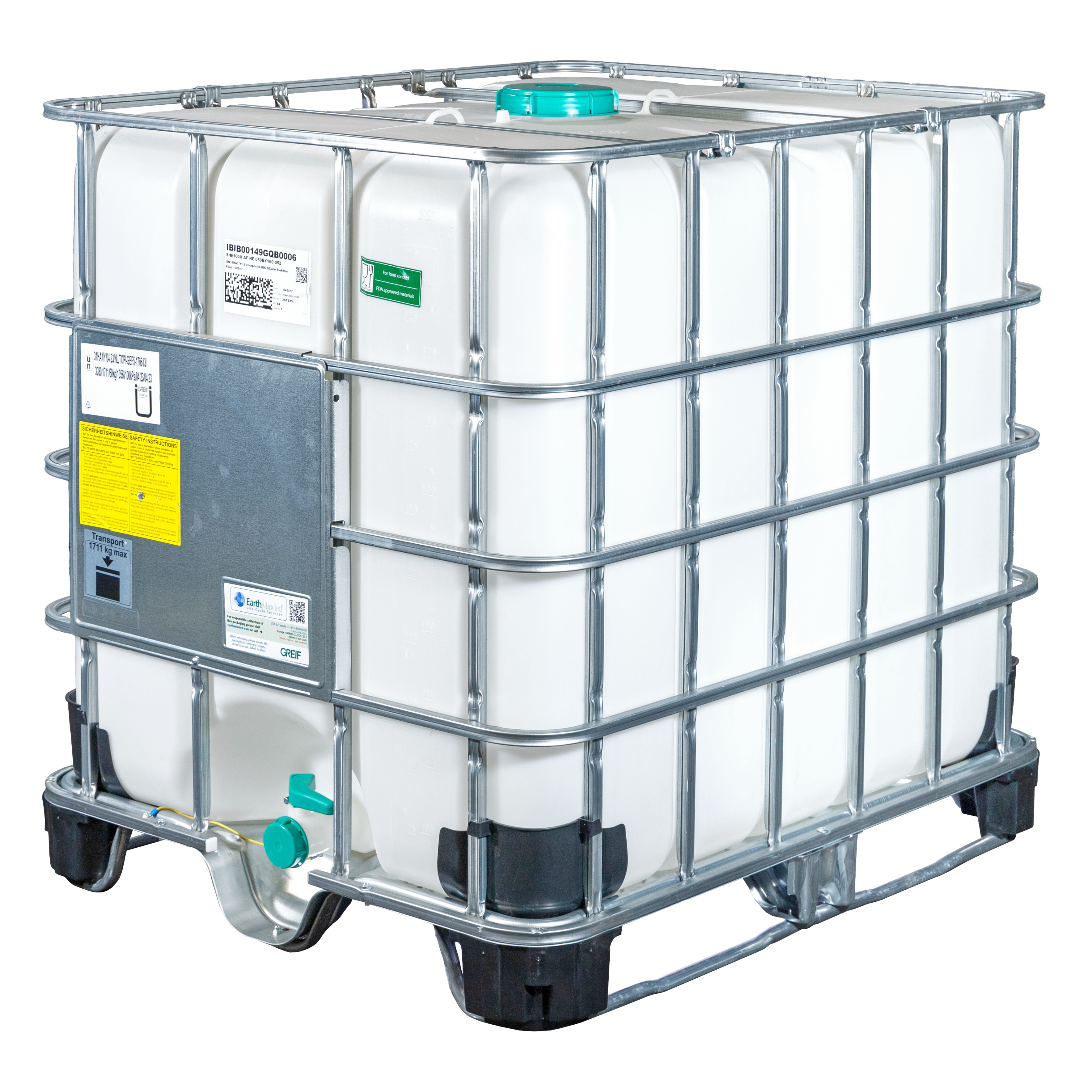 IBC-Container 1000l Ex-Geschützt neu auf Kunststoffpalette 150mm Deckel mit Gefahrgutzulassung,Lebensmittelzulassung  und D17-Entgasung