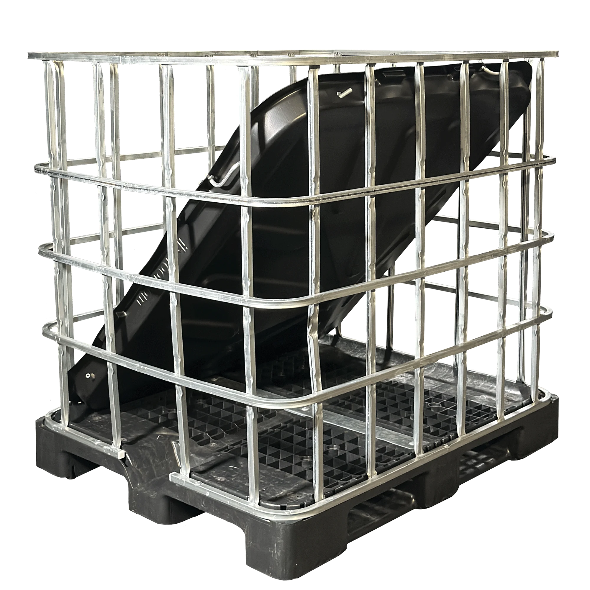 IBC-Gitterbox auf Kunststoffpalette inklusive IBC-Abdeckung/IBC-Roof mit 4x Metallverriegelungen