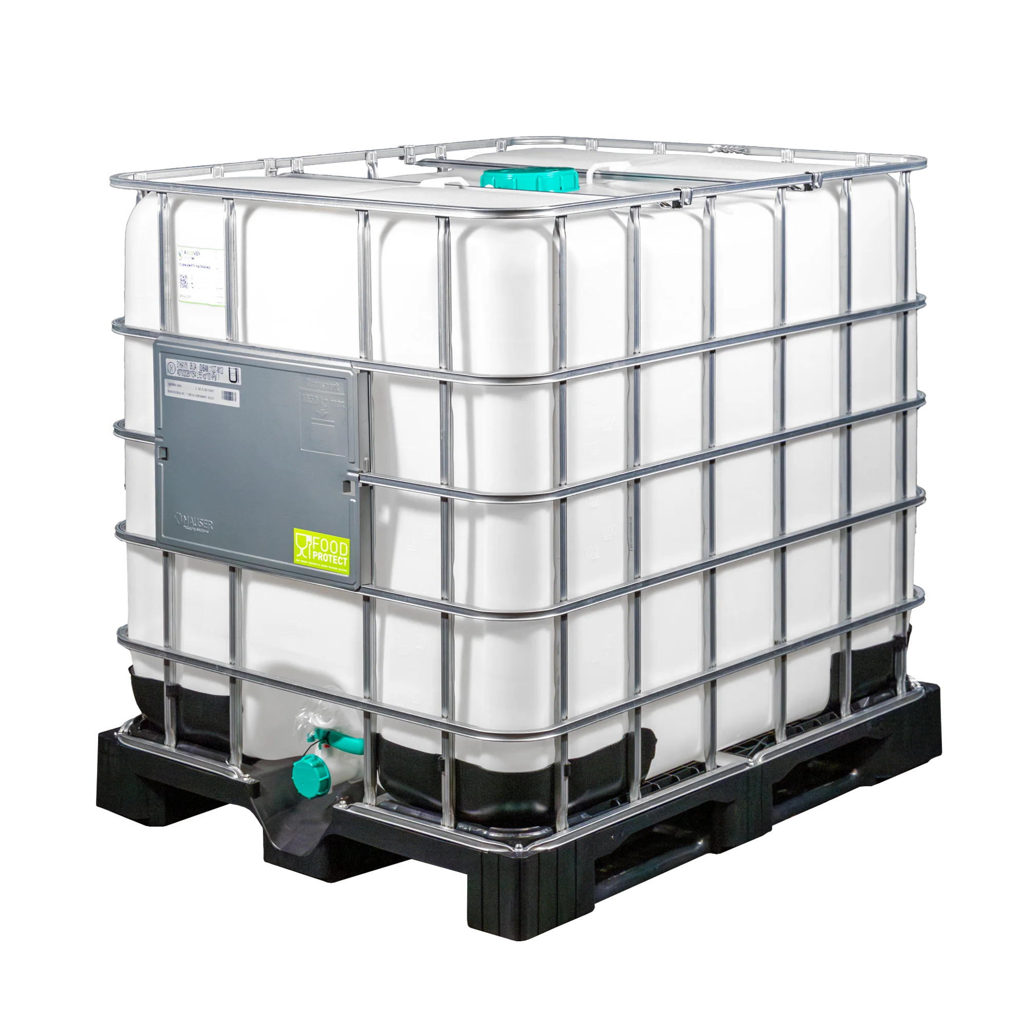 IBC-Container 1000l neu auf Kunststoffpalette 150mm Deckel mit Gefahrgutzulassung und Lebensmittelzulassung