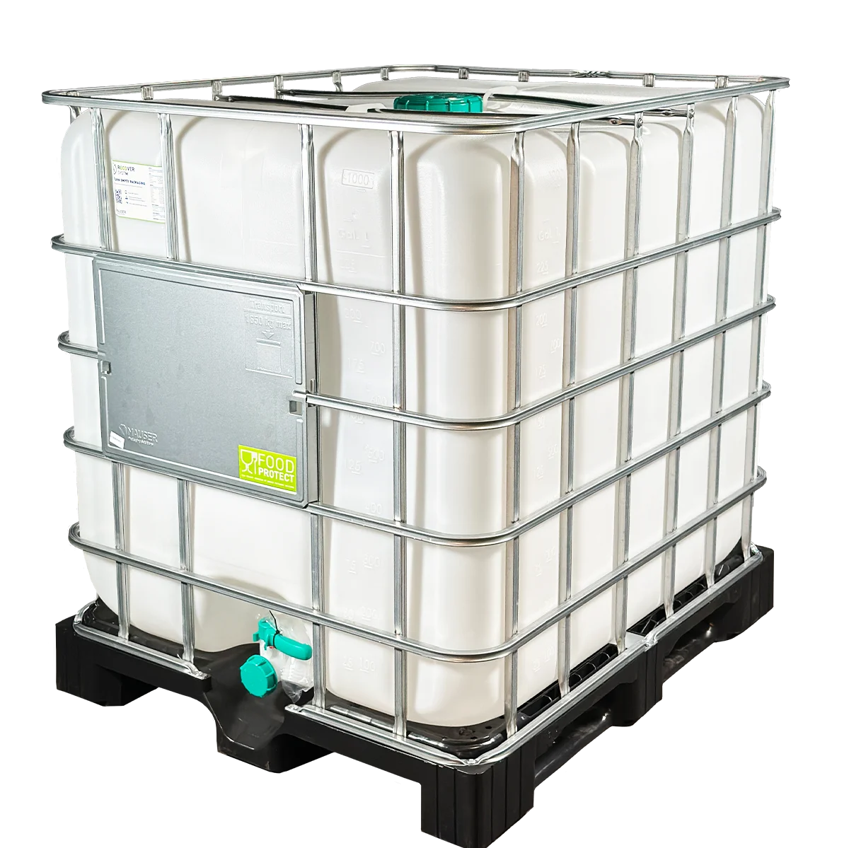 IBC-Container 1000l neu auf Kunststoffpalette 150mm Deckel mit Lebensmittelzulassung