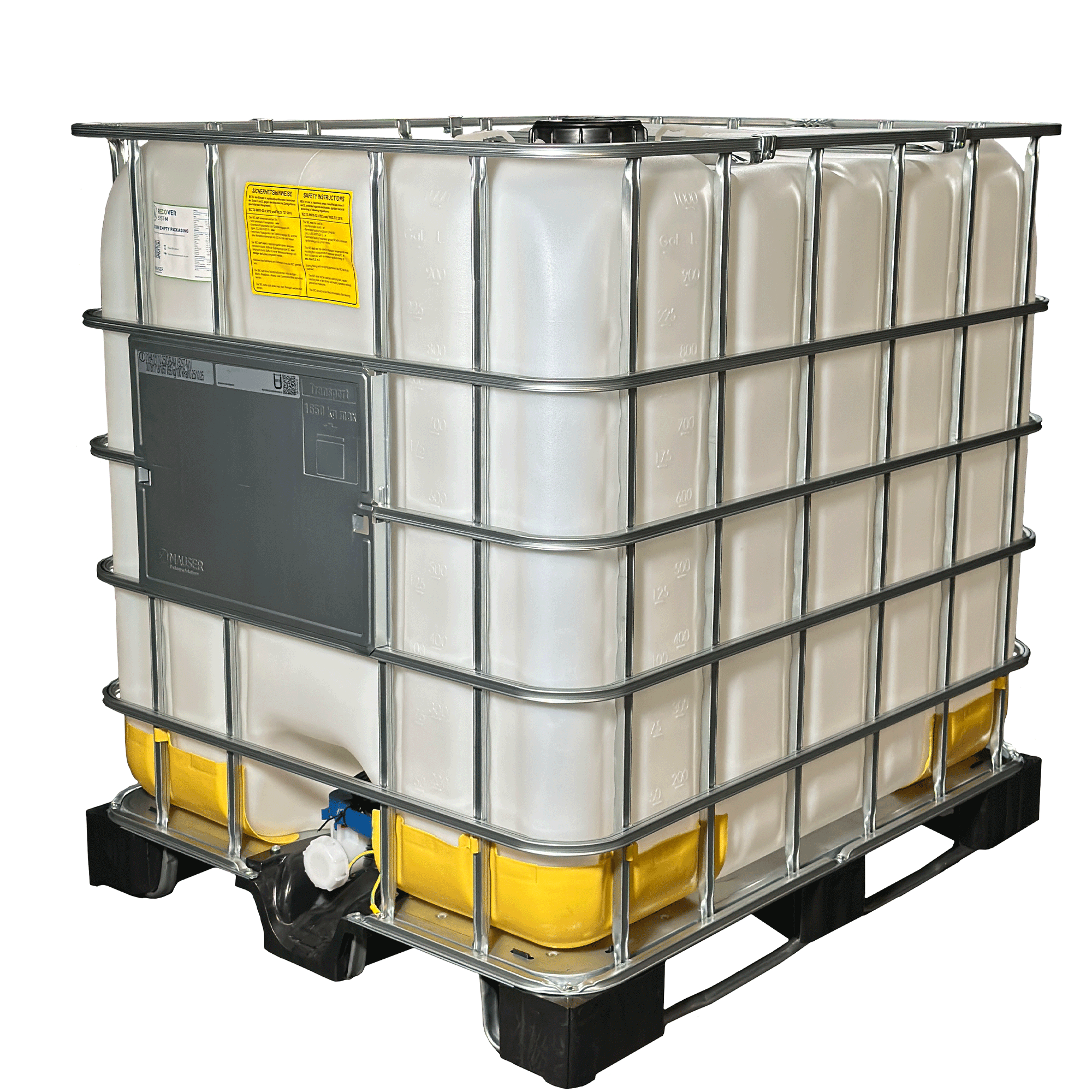 IBC-Container 1000l neu Ex-geschützt für Diesel auf Hybridkufenpalette 150mm Deckel mit FKM-Dichtung und Gefahrgutzulassung