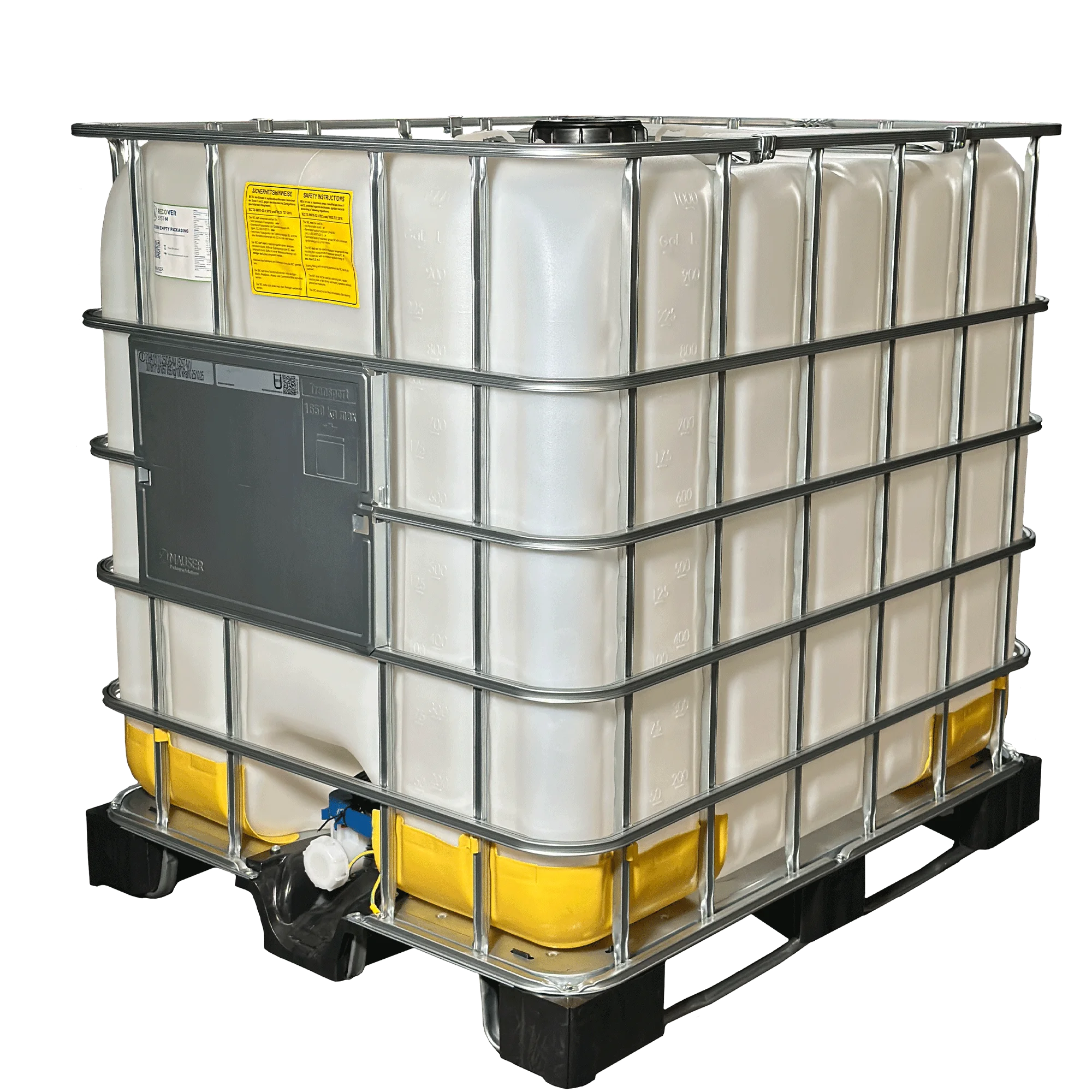 IBC-Container 1000l neu Ex-geschützt für Diesel auf Hybridkufenpalette 150mm Deckel mit FKM-Dichtung und Gefahrgutzulassung