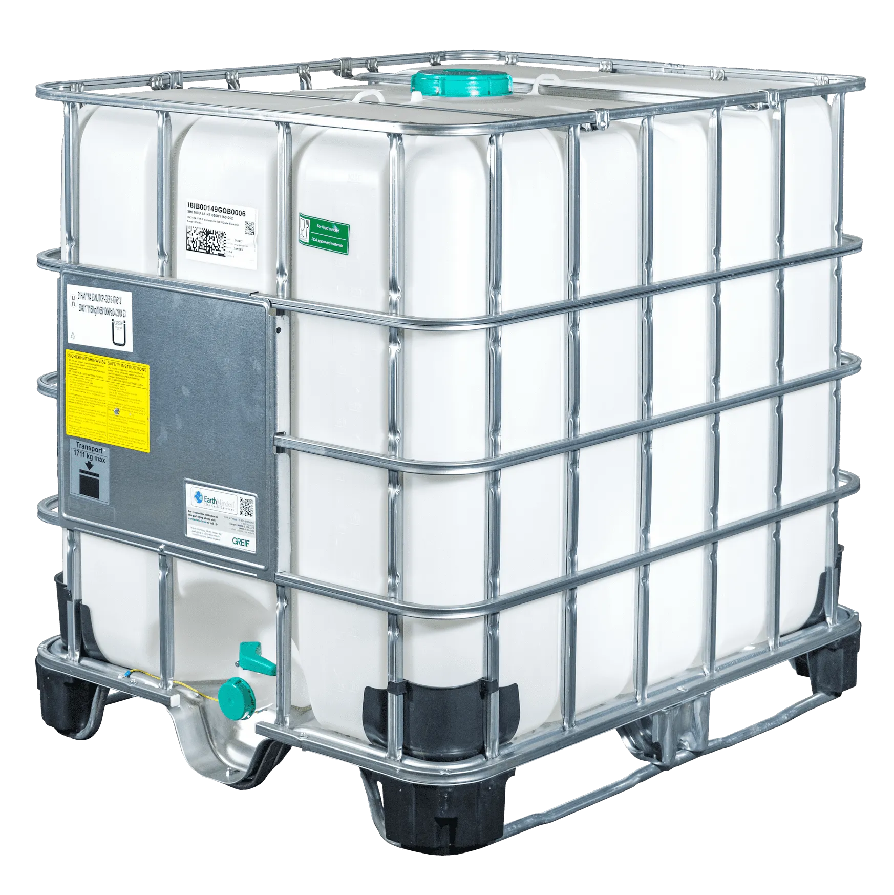 IBC-Container 1000l neu Ex-geschützt auf Hybridkufenpalette 150mm Deckel mit Gefahrgutzulassung und Lebensmittelzulassung