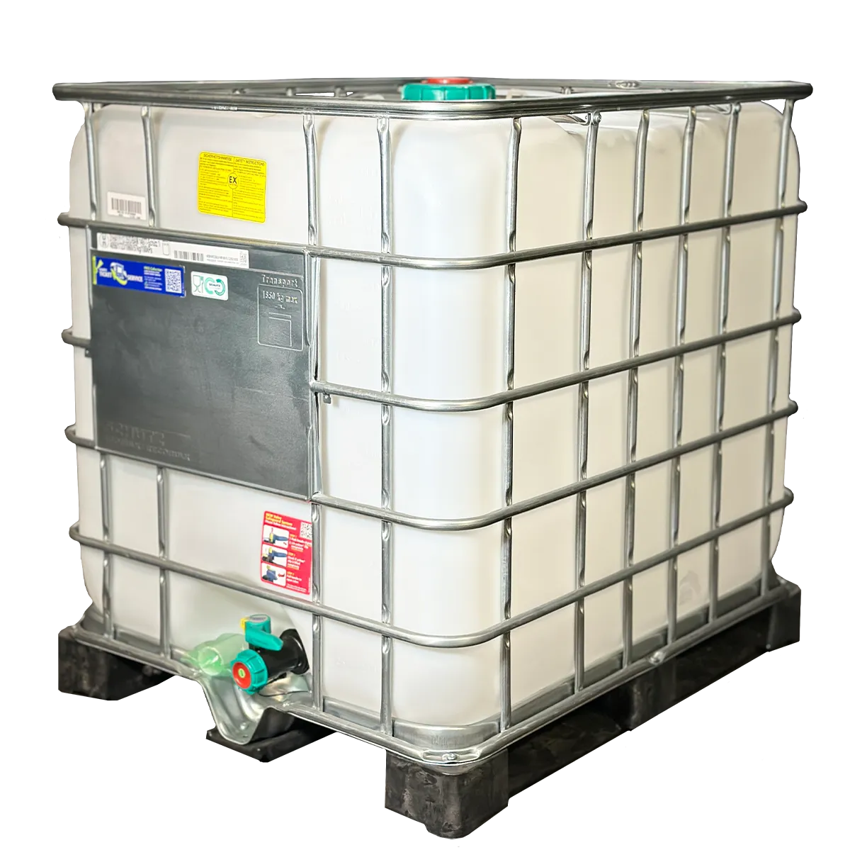 IBC-Container 1000l neu Ex-geschützt auf Kunststoffpalette 150mm Deckel mit Gefahrgutzulassung und Lebensmittelzulassung
