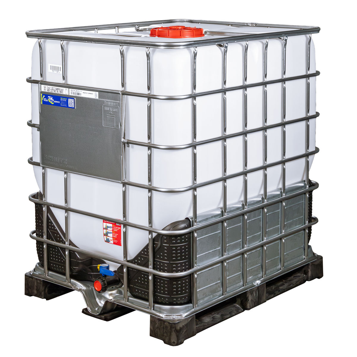IBC-Container 1000l neu auf Kunststoffpalette 225mm Deckel mit Gefahrgutzulassung und Lebensmittelzulassung