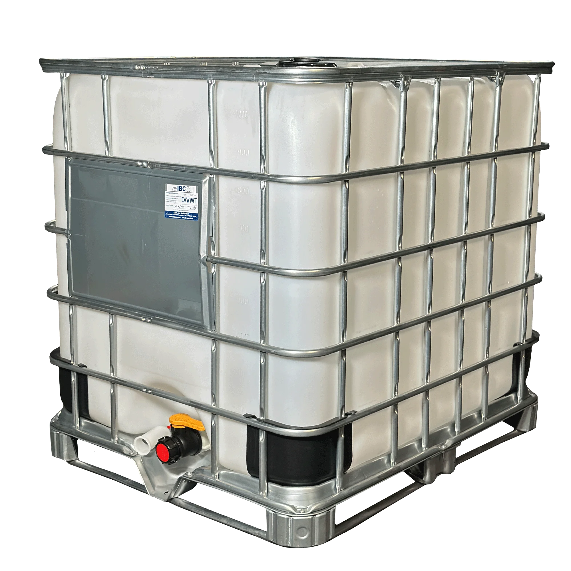 IBC-Container 1000l gereinigt auf Stahlrahmenpalette 150mm Deckel ohne UN-Gefahrgutzulassung IBC-Container 1000l gereinigt auf Stahlrahmenpalette 150mm Deckel ohne UN-Gefahrgutzulassung