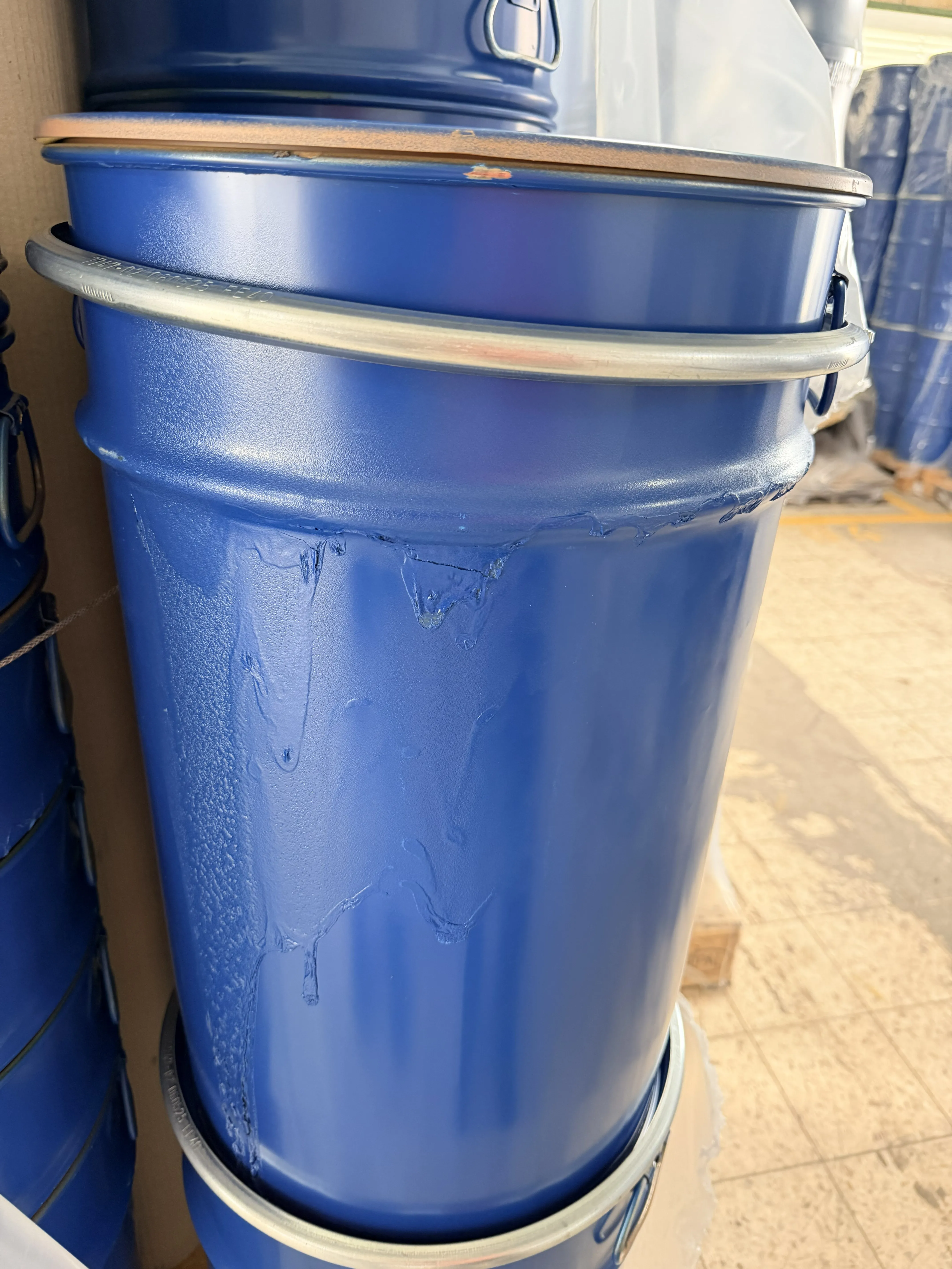 Stahlblechdeckelgebinde blau überlackiert 2. Wahl 60l mit Innenlack