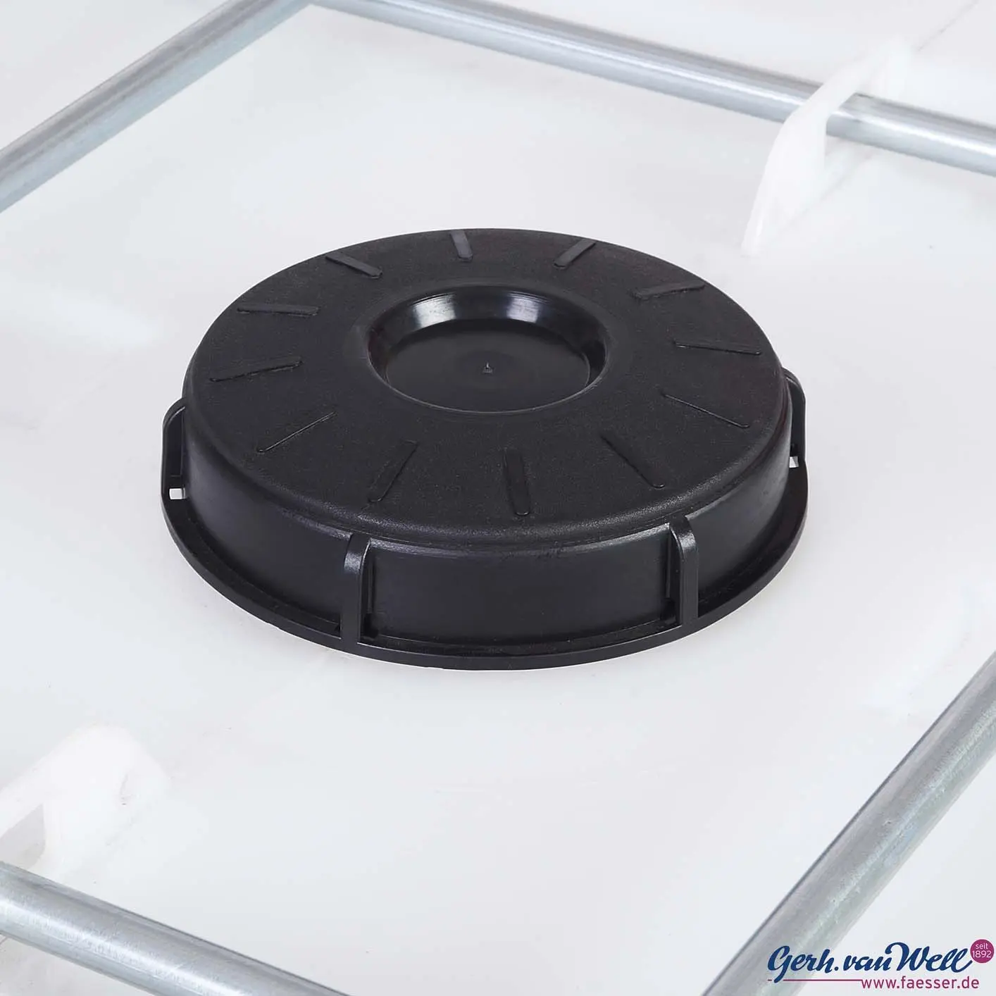 Wassertank 1000l mit neuem Innenbehälter auf Kunststoffpalette 150mm Deckel als IBC-Container inklusive 1/2-Zoll-Wasserhahn und Lebensmittelzulassung