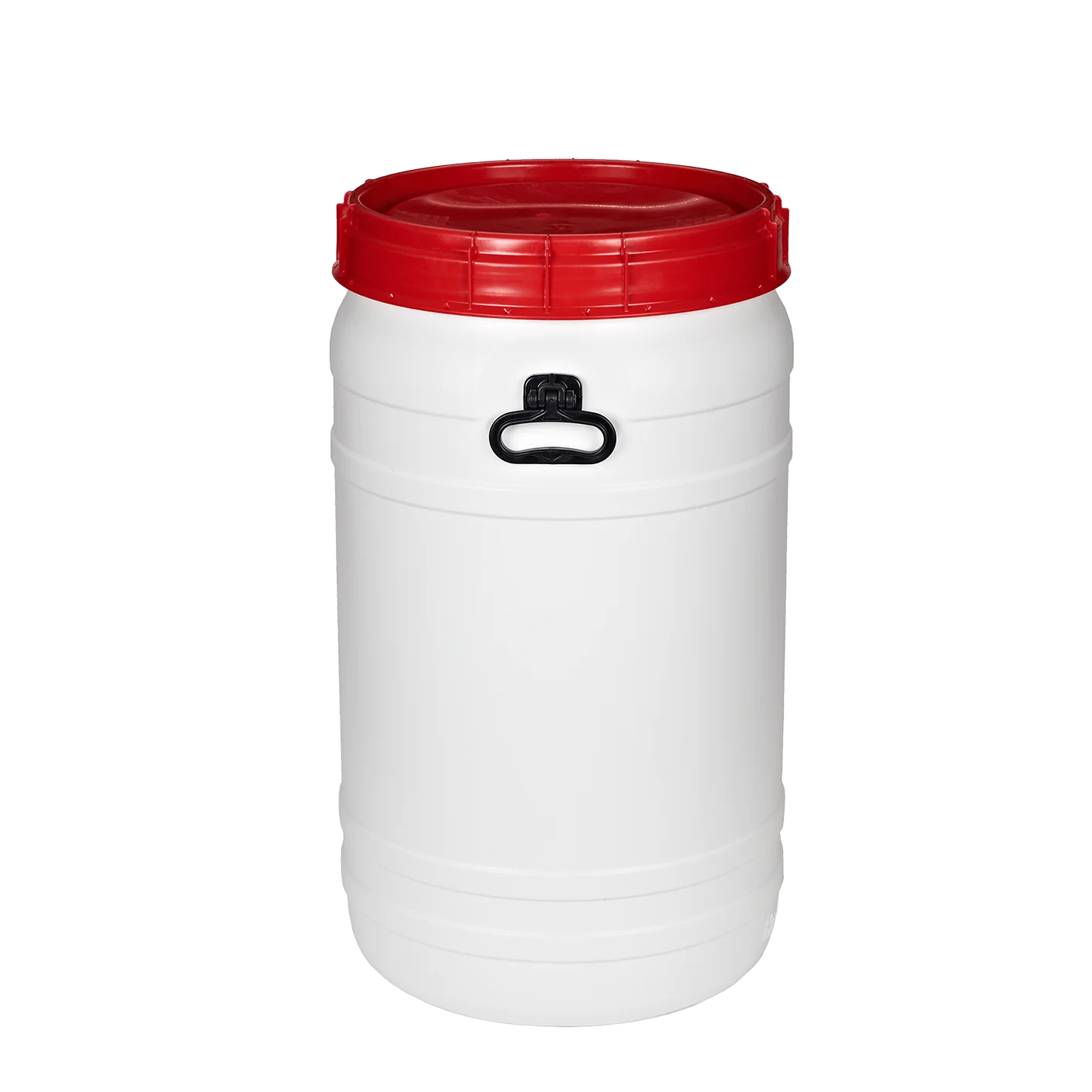 Superweithalsfass 110l weiß-rot mit Griffen und Lebensmittelzulassung NEU